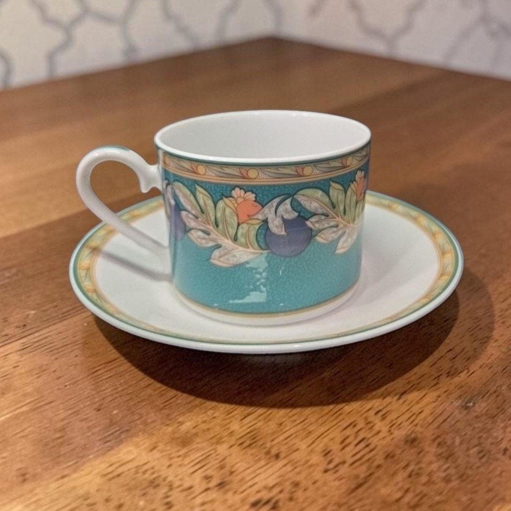 Noritake Brandywine Teacup & Saucer, Vintage Impromptu Collection Tableware